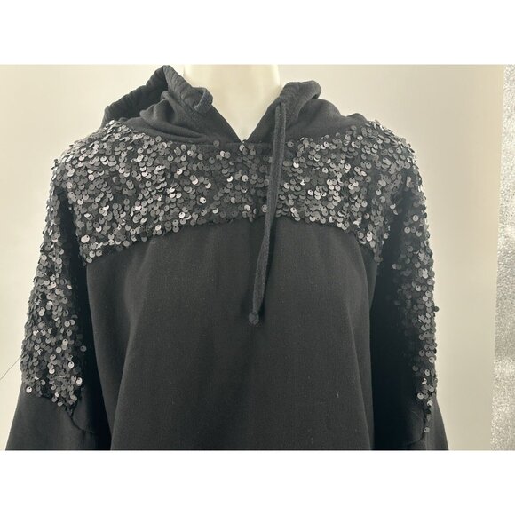 Torrid Super Soft Fleece Black Hoodie Sequins Bling Pullover Sz 5 - Picture 2 of 8